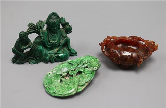 Three Chinese hardstone carvings tallest 7.5cm